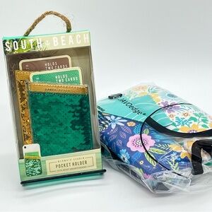 South Beach Pocket Holder and Set of 2 JAVOedge Floral Glasses Cases NEW